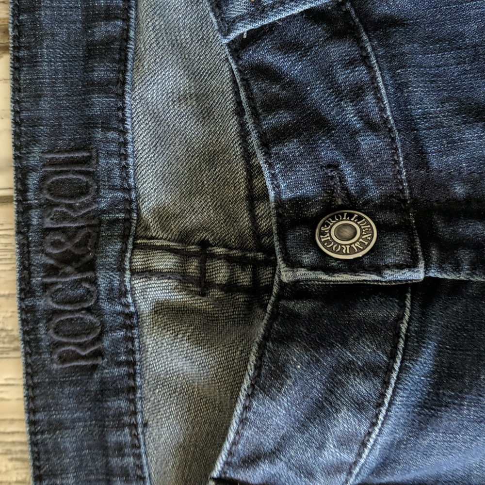 ROCK & ROLL COWGIRL low-rise trouser jeans flares wide leg 34x36L like new TALL - Picture 13 of 16